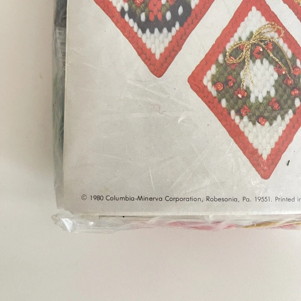 Vtg 80s CM Columbia-Minerva Needlepoint Christmas Ornament‎ Kit New COMPLETE